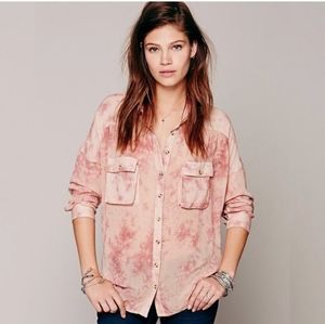 Free People Pink Tie-Dye Blouse